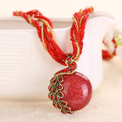 Cindiry Women Necklaces Female Clavicle Short Chain Fashion Stone Pendant Necklaces Peacock Decoration Rough Necklace P3