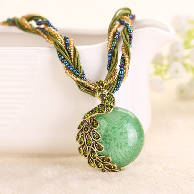 Cindiry Women Necklaces Female Clavicle Short Chain Fashion Stone Pendant Necklaces Peacock Decoration Rough Necklace P3