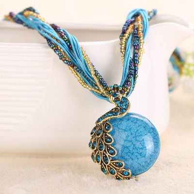 Cindiry Women Necklaces Female Clavicle Short Chain Fashion Stone Pendant Necklaces Peacock Decoration Rough Necklace P3