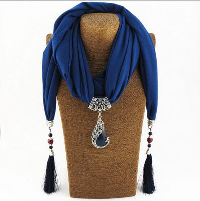 KMVEXO Vintage Scarf Necklace Natural Stone Peacock Pendant for Women Fringe Tassel Necklaces 2018 New Statement Jewelry Bijoux